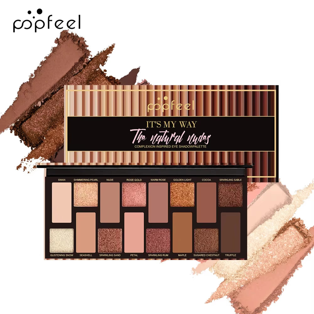 16 Color Eyeshadow Palette, Makeup Nude Colors Eyeshadow Palette Natural Nude Matte Shimmer Glitter Pigment Eye Shadow