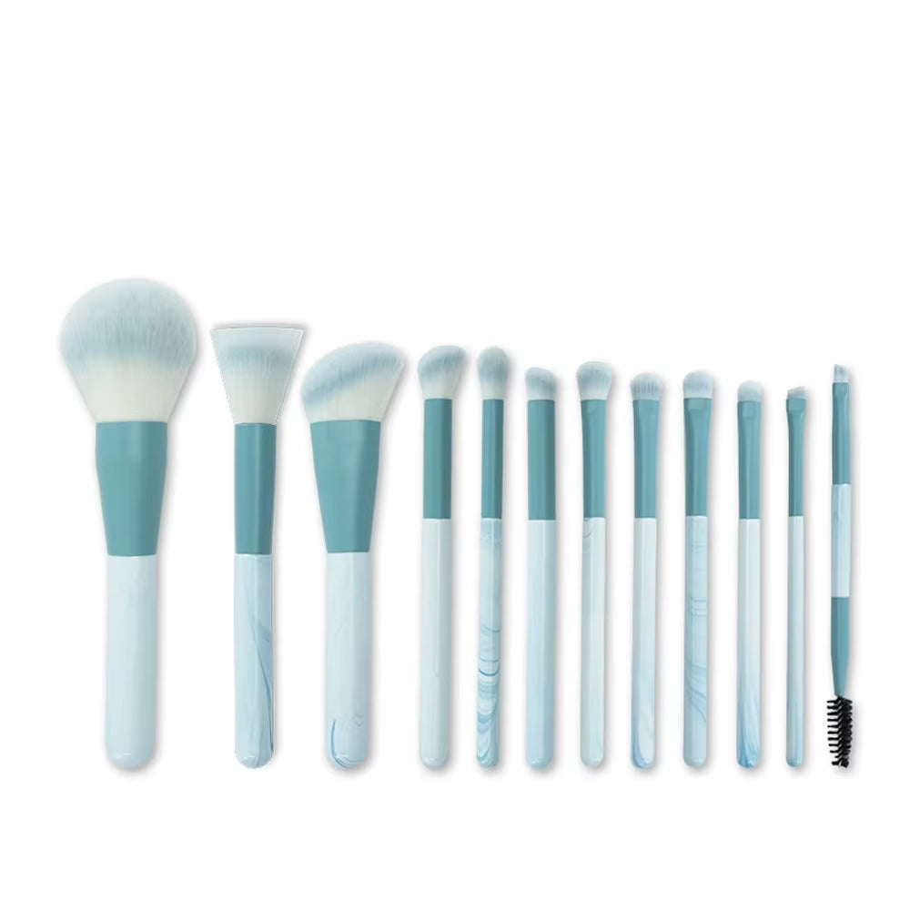 Makeup Brush Set 12PCS Blue Concealer Brush Blush Powder Brush Eye Shadow Highlighter Foundation Brush Cosmetic Beauty Tools