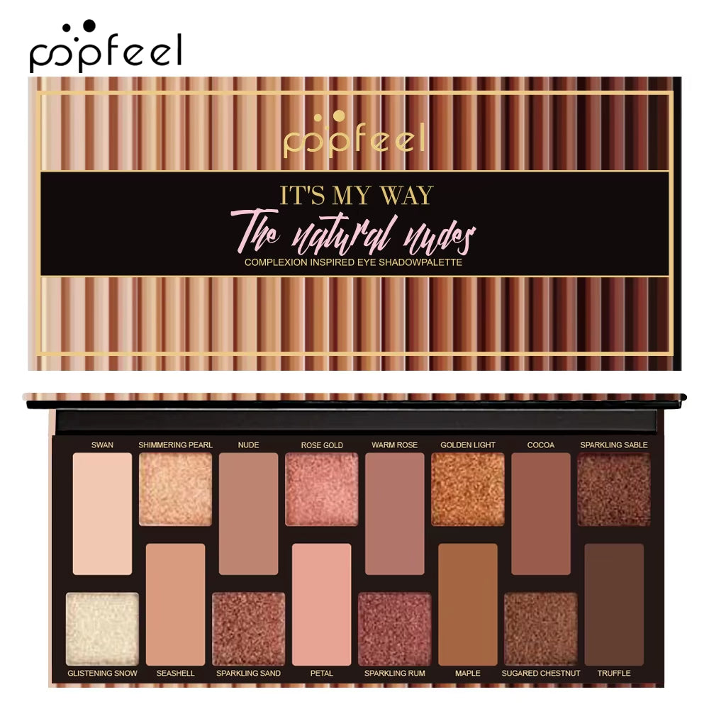 16 Color Eyeshadow Palette, Makeup Nude Colors Eyeshadow Palette Natural Nude Matte Shimmer Glitter Pigment Eye Shadow