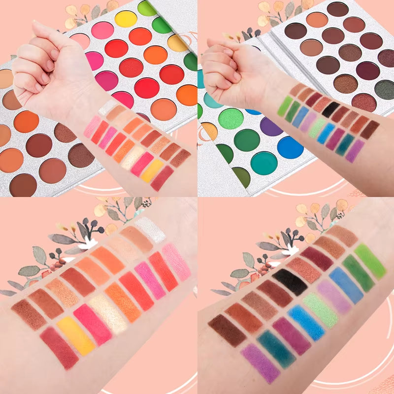 65-Color Eyeshadow Palette Makeup-High Pigmented Eye Make up Tool Matte Glitter Finishes for Festival Christmas Cosmetics Makeup