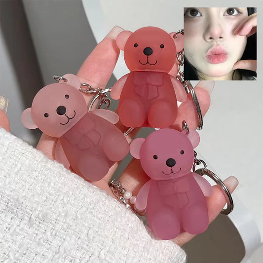 Cute Bear Keychain Lip Mud Nude Matte Liquid Lipstick Waterproof Long Lasting Lipgloss Moisturizing Lip Tint Cosmetics Korean