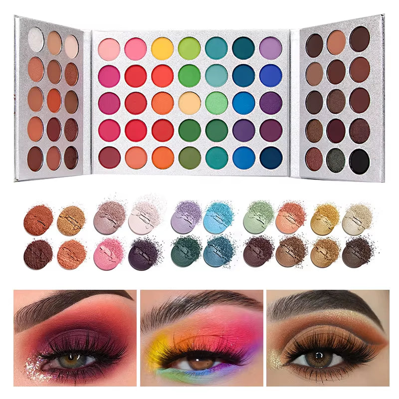 65-Color Eyeshadow Palette Makeup-High Pigmented Eye Make up Tool Matte Glitter Finishes for Festival Christmas Cosmetics Makeup