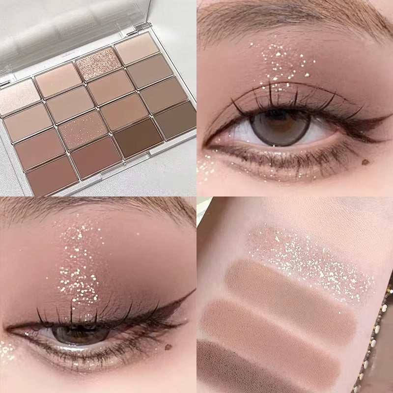 16 Colors Pearlescent Eyeshadow Palette Shimmer Eye Shadows Highlighter Waterproof High Quality Professional Makeup Cosmetics