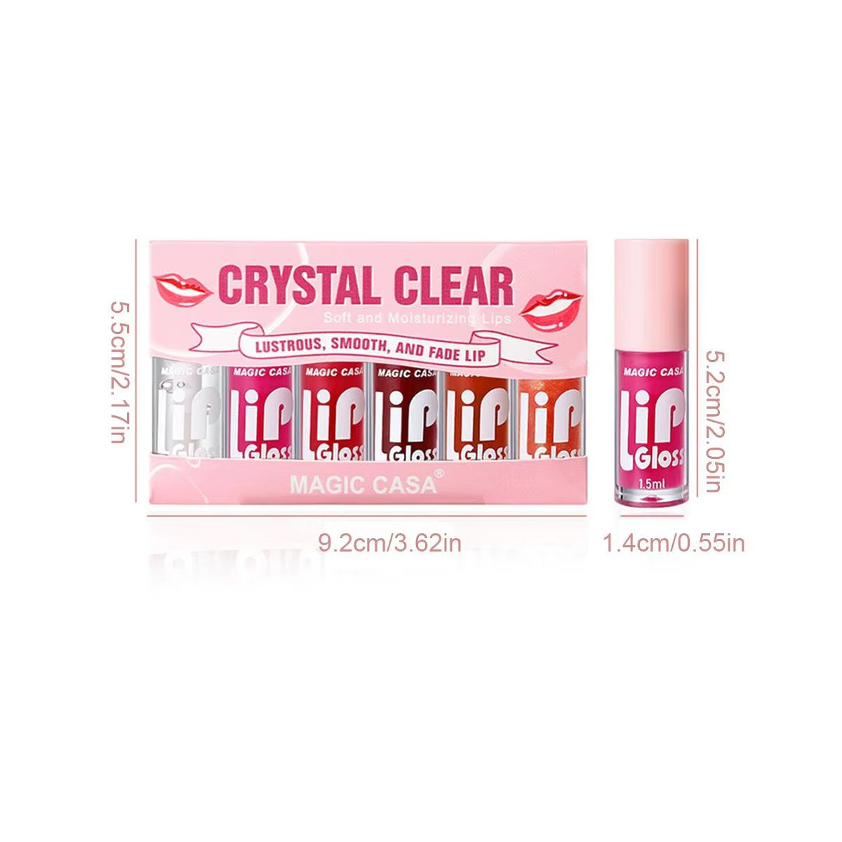 6Pcs/Set Hydrating Jelly Lip Oil Long-Lasting Moisturizing Smooth Shimmering Lip Hydrating Liquid