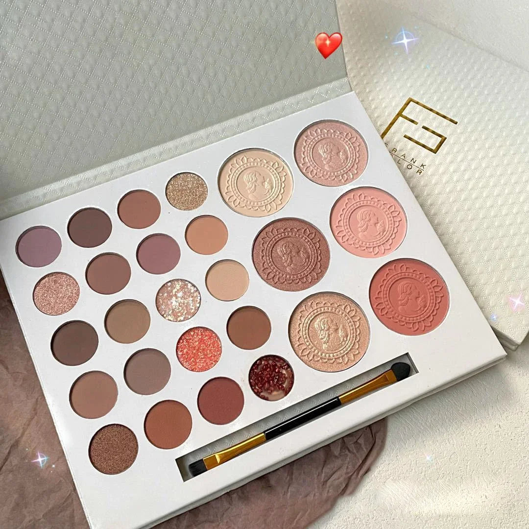 26 Colors Eyeshadow Palette Pearly Matte Earth Color Eyeshadow Portable Long Lasting Highlight Blush Palette Eye Shadow Makeup